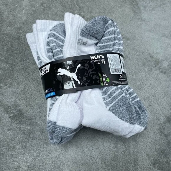 Puma Mens 8-Pair Crew Moisture Wicking Socks Shoe Size 6-12 a1010 - Picture 1 of 5